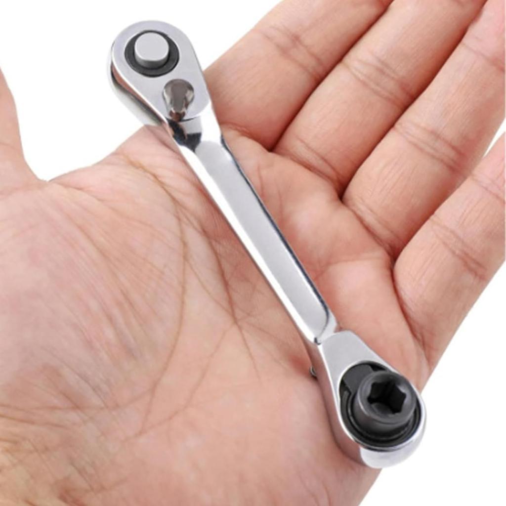 Mini Dual-Head Ratchet Wrench - Compact, Reversible Screwdriver and Spanner Tool for Tight Spaces and Multi-Purpose Repairs