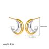 Двухцветные irregular contrasting color winding earrings из 18-каратного золота и серебра, золотисто-серебристый плетеный узел-кольцо, С-образные серьги-гвоздики