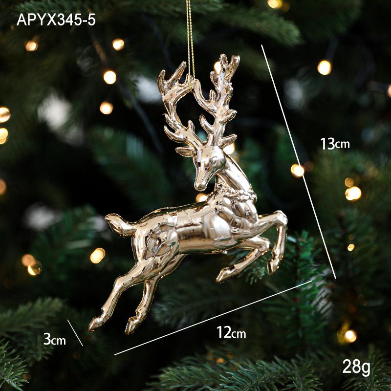 Cross-border Electroplated Christmas Tree Ornaments: Golden Snowflake & Reindeer Pendants
