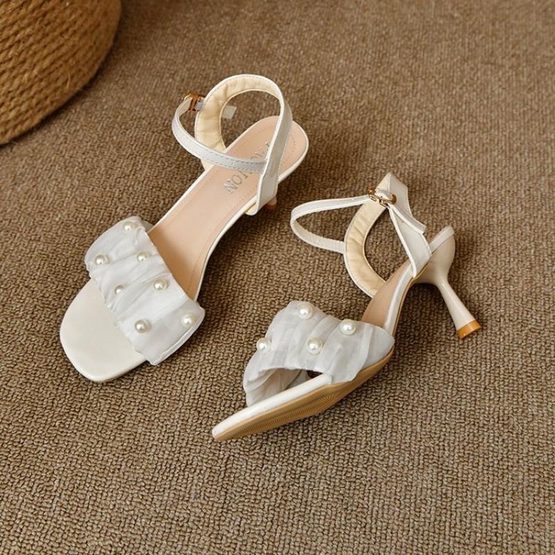 Новые модные белые туфли на высоком каблуке с пряжкой, сандалии, изящное платье, женские дизайнерские туфли для вечеринок, летние женские сандалии, большие размеры 41 42
