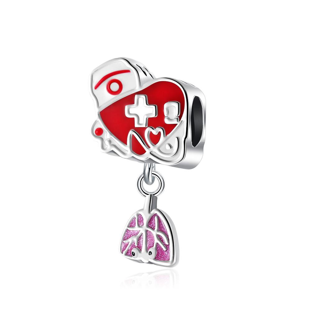 Новые медные красные шармы бусина-сердце для медицинского персонала подходят для оригинального браслета-шарма для женщин DIY изготовление модной бижутерии вишня