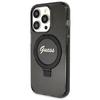 Guess Ring Stand Script Glitter Magsafe Case For Iphone 13 Pro / 13 - Black