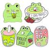 Adorable Cartoon Frog Milk Tea Cute Animal Brooch Alloy Pin For Everyone Stylish Accessory