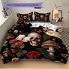 Mystical Skull Flowers Print 3Pcs Bedding Setduvet Cover With 2 Bedropillowcase Home Birthday Gift