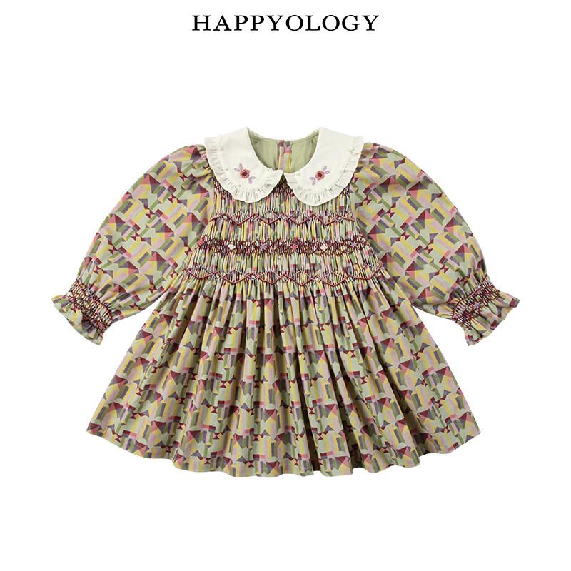 Девочковое платье Happyology ручной работы с рюшами и жемчугом, с длинным рукавом