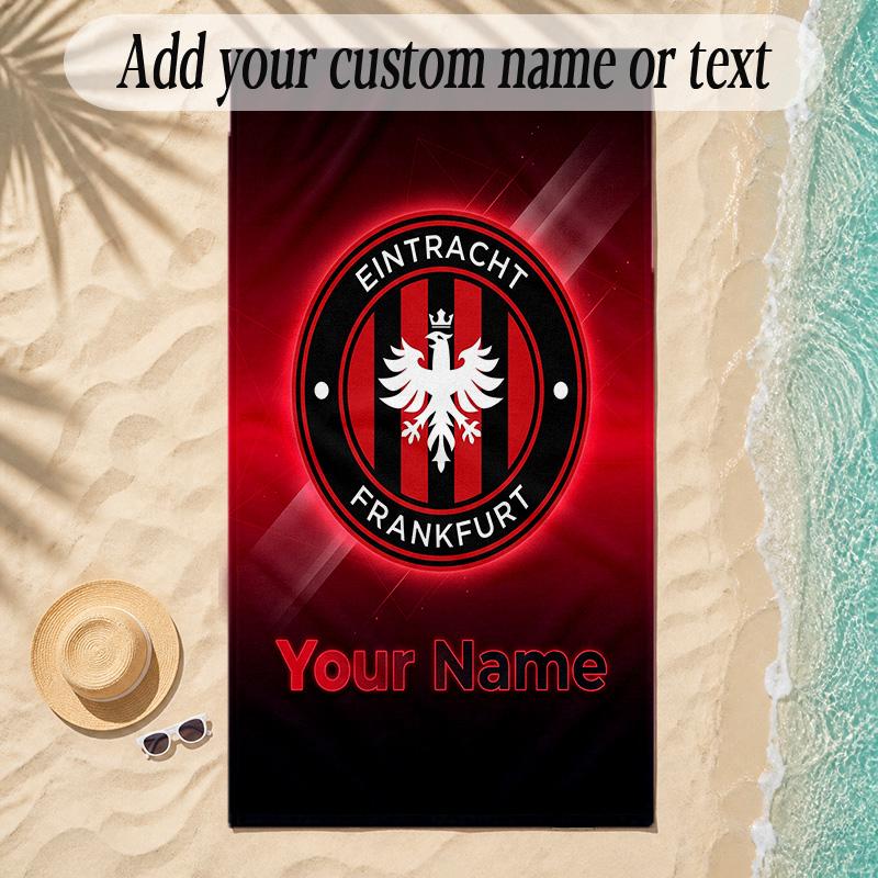 Beach TowelEintracht Frankfurt Custom Name Text Personalized Soft Towel for Beach Pool Indoor Home Decor Gift