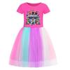 5573 Kids Girls Roblox Printed Mesh Rainbow Cotton Dress