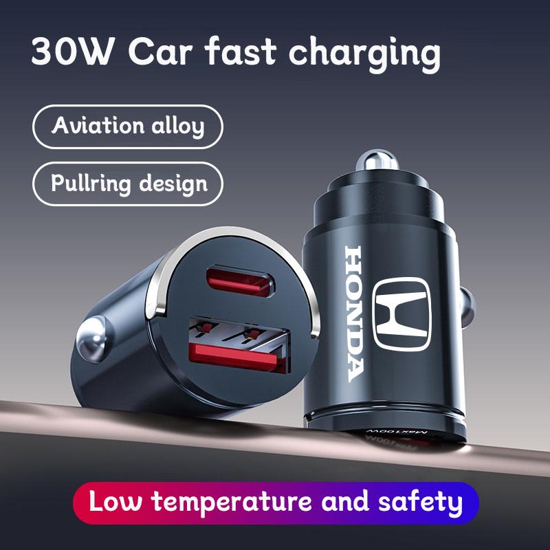 AAADL1 Car Fast Charger USB Type-C Ports Power Adapter Accessories For Honda Civic Fit Jazz Accord Pilot CRV Odyssey Passport City HRV