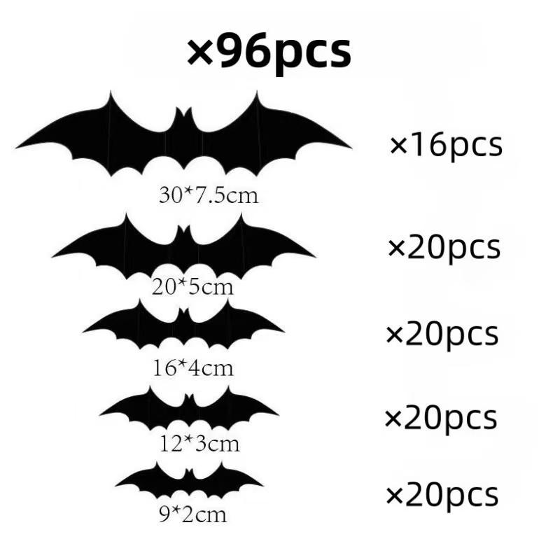 DIY Halloween 3D Realistic Black Bat Wall Stickers Home Interior Decoration Horror Props Children's Party Favorite Wall Stickers