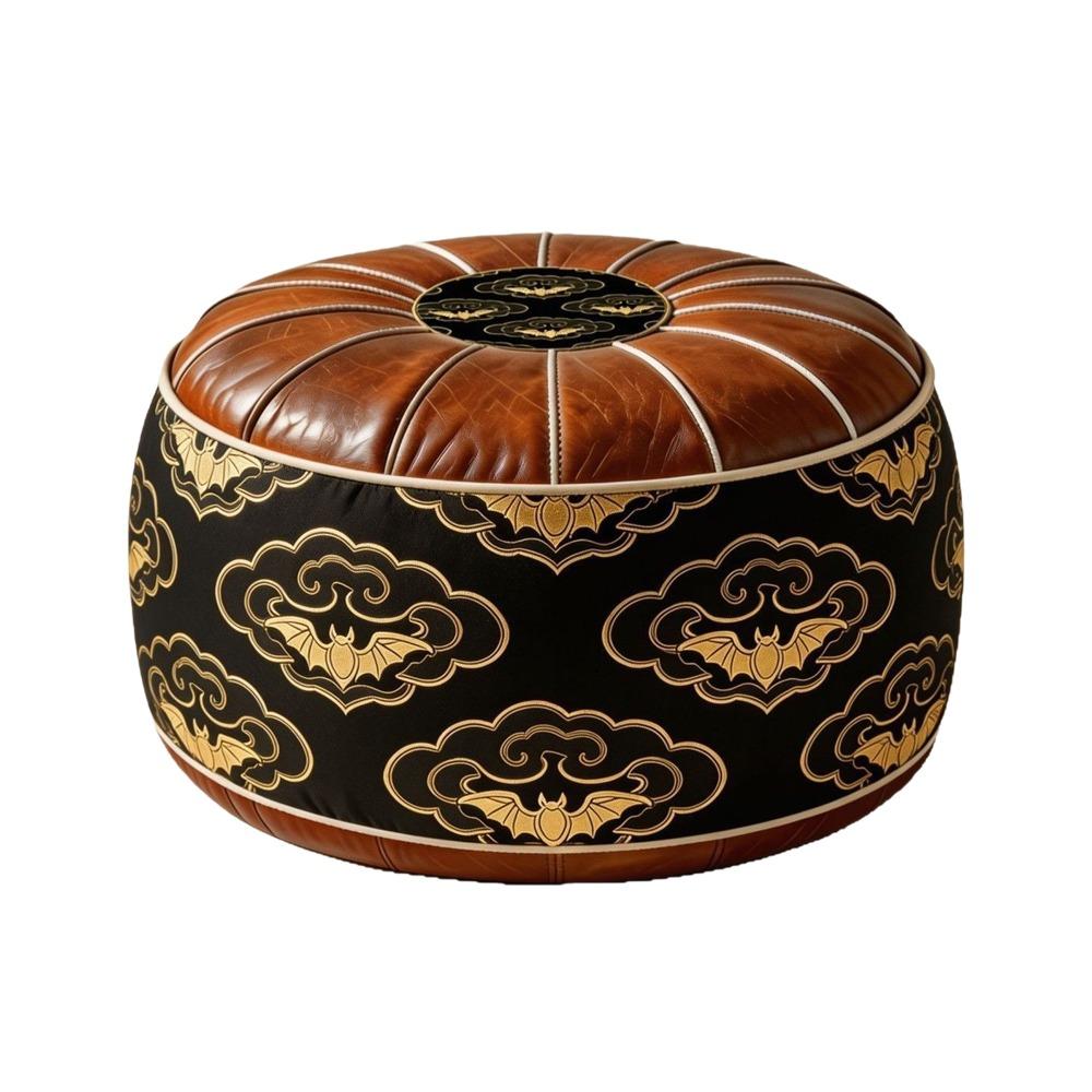Fillable Design Ottoman Pouf Boho Pattern Round Pouf Cover Portable Footstool Cover Home Use