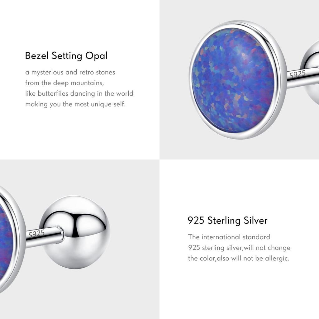 MODIAN Изысканные серьги-гвоздики из стерлингового серебра 925 пробы с круглым опалом, модные бусины, винтовые серьги-гвоздики для женщин, юбилейные ювелирные украшения