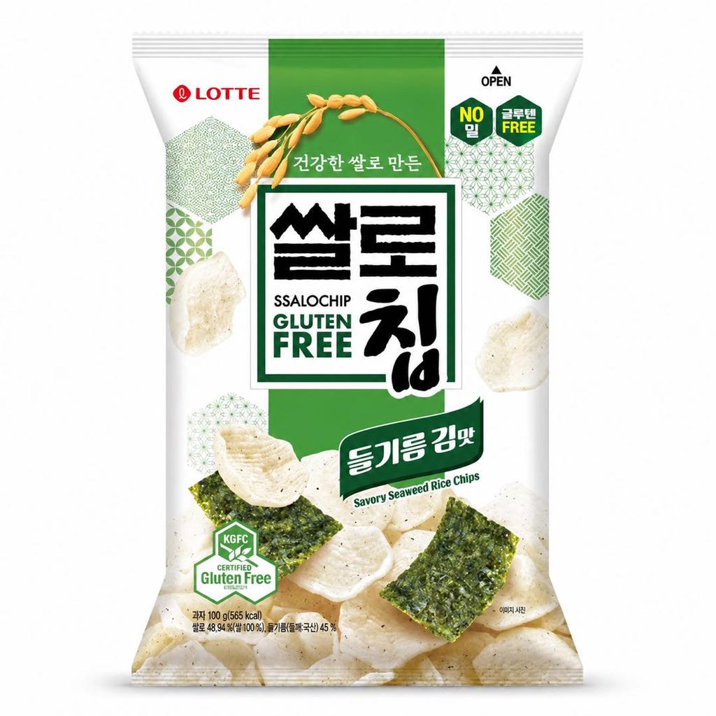 Рисовые хрустяшки Lotte со вкусом периллы и морских водорослей 100 г