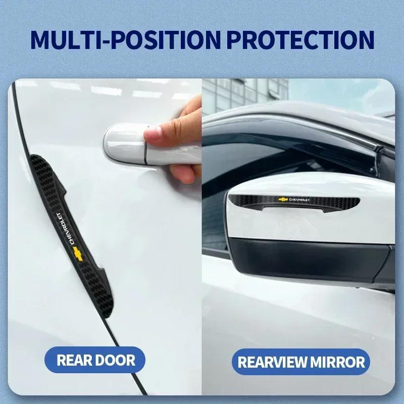 4pcs Car Carbon Fiber Pattern Anti-Collision Strips For Chevrolet Silverado Impala Malibu Cruze Camaro Blazer Spark Accessories GJ7
