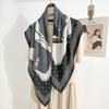 Korean Fashion Printed Herringbone Square Scarf Sweet and Elegant Temperament External Shawl Scarf Women's Professional Suit Scarf