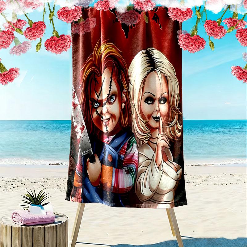 Chucky Print Beach Towel, Large Soft Quick Dry Towel for Beach Camping Swimming