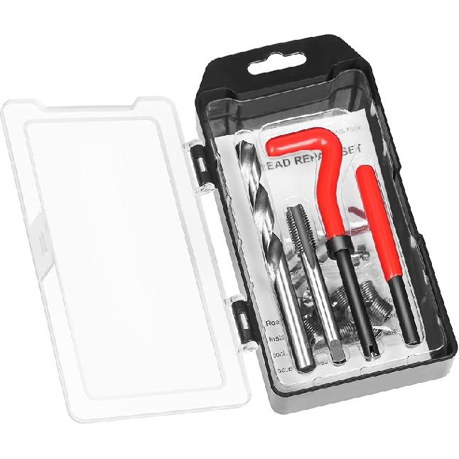Thread Repair Kit M6 X 1.0Mm, Helicoil Metric Thread Repair Ert Kit With HSS Drill Bits, Rethreading Erts Tool Set For Damaged Thread Repairing