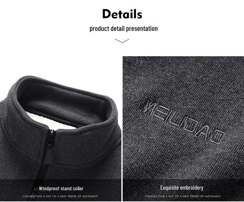 Мужская флисовая куртка из овечьей шерсти - Осень/Зима, на бархатной подкладке, толстая теплая верхняя одежда для мужчин среднего и пожилого возраста.