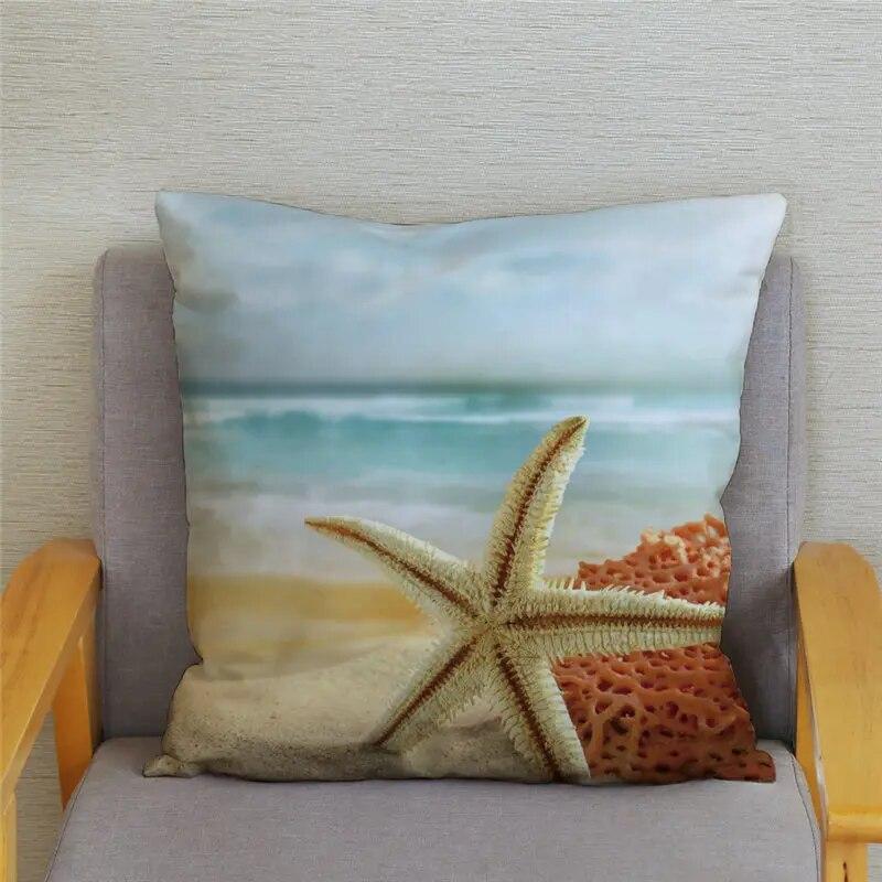 Декор для спальни, гостиной, пляжный пейзаж, кокосовая пальма, чехол для дивана, домашний декор, наволочка с принтом морской звезды и ракушки