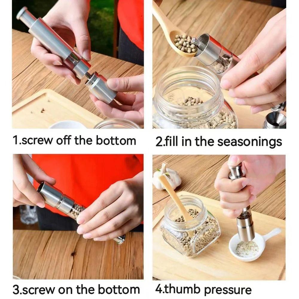 Hand Operation Salt Grinder Stainless Steel Thumb Push Grinder Pepper Grinder Household Use