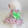 Summer Floral Print Small Dress Lovely Medium Dogs Sleeveless Foreleg Bowknot Decor Holiday Pet Outfit