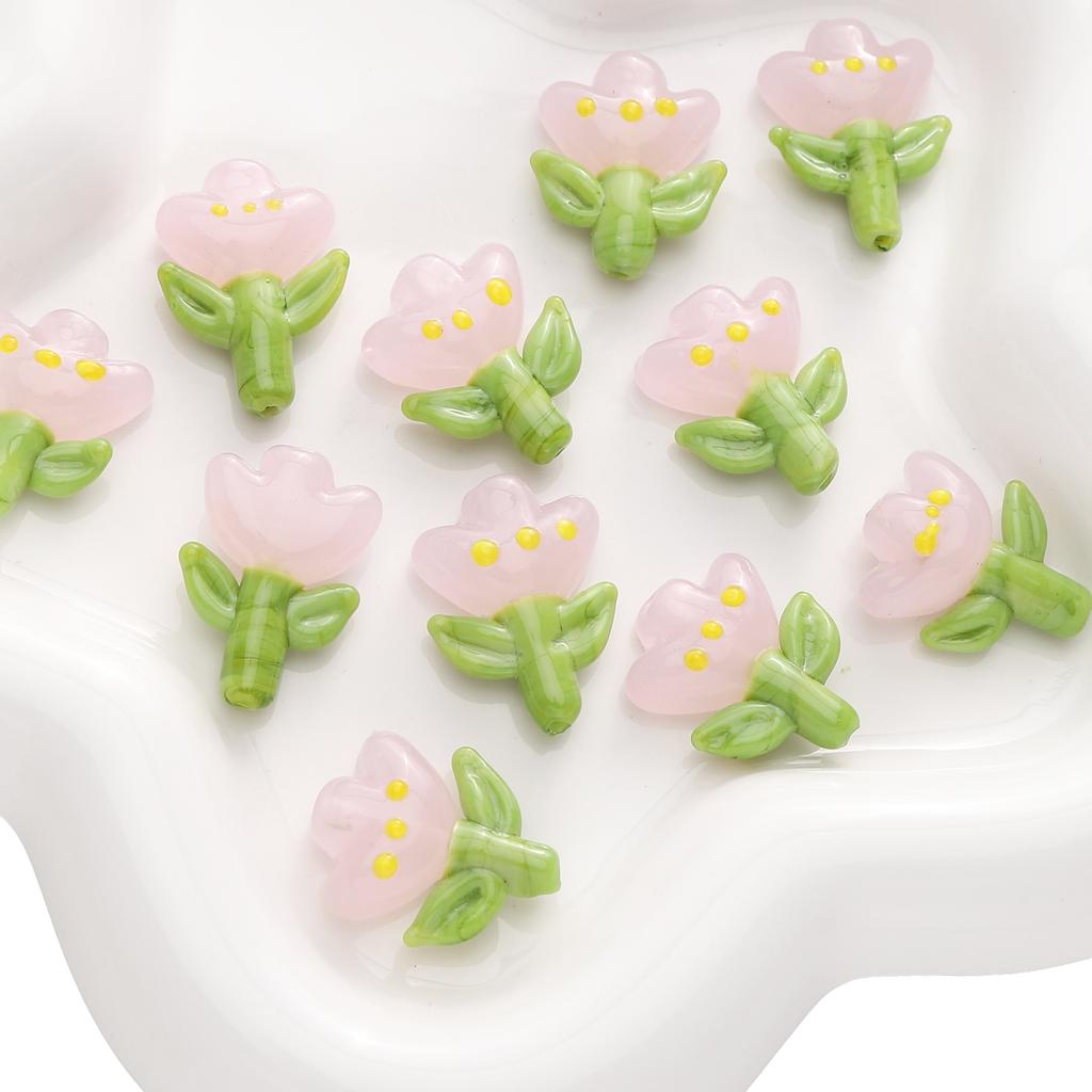 18x22мм Стеклянные бусины Тюльпаны Разделительные Рассыпные бусины для изготовления браслетов, ожерелий и ювелирных изделий своими руками