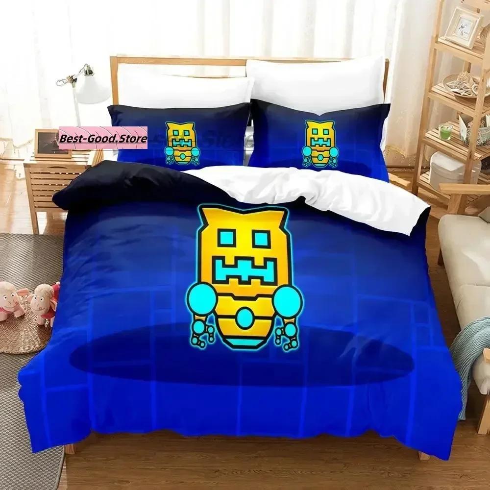 Комплект постельного белья Angry Geometry Dash Single Twin Full Queen King Size Комплект постельного белья Aldult Kid Bedroom Duvetcover Sets 3D Print Kawaii
