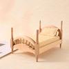 Scene Decor Dollhouse Wood Bed 1:12 Simulation Single Bed Miniature Wood Bed  Pretend Play