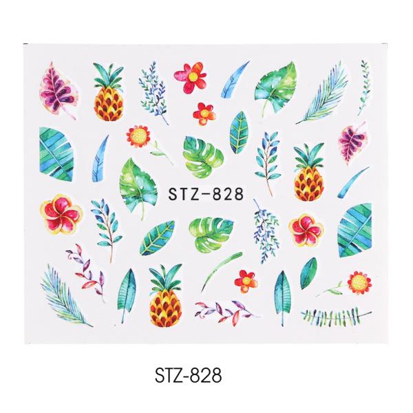 Водная наклейка для ногтей и наклейка с цветком, листом, деревом, зеленый простой летний слайдер для маникюра, дизайн ногтей, водяные знаки, советы