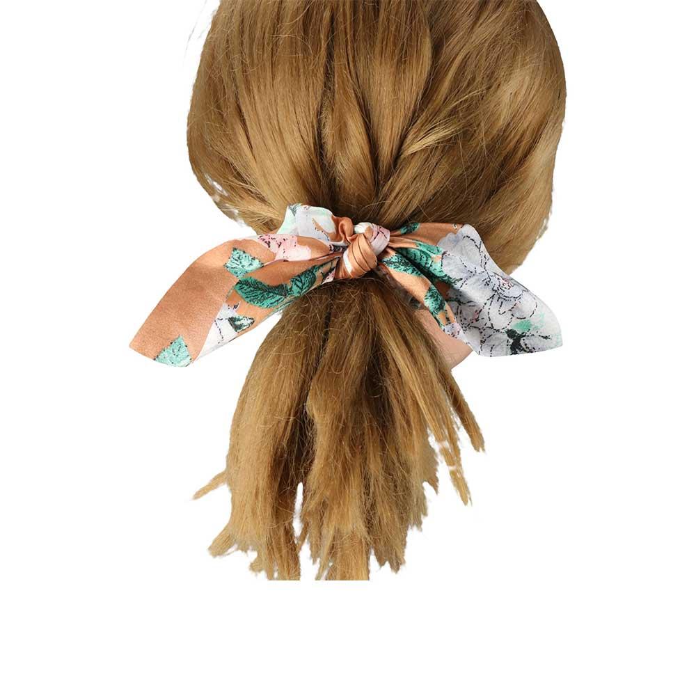 Girls Fashion Ribbon Rabbit Ear Print Flower Hair bands Hair rope Ponytail Hold Scrunchies Hair Tie