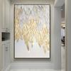 White Gold Feather Leaf Painting Large Luxury Wall Art Canvas Poster Print Abstract Picture for Living Room Home Decor Cuadros