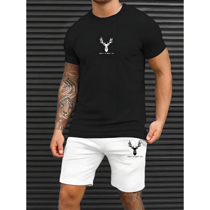 Мужской комплект с принтом 3D-медведя из мультфильма, летняя повседневная мужская футболка с короткими рукавами, модные пляжные шорты для улицы