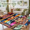 Crystal Velvet Square Rug Custom NameDemon Slayer Pattern Non Slip Home Floor Decor Rug
