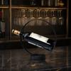 Single Wine Bottle Holder for Countertop Modern Metal Wine Rack Stand with Round Base