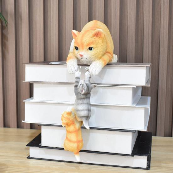 Скульптура из смолы кошки, фигурка кошки-мамы и котят, украшение на край стола, статуэтка кошки для дома, спальни, детской комнаты, декор