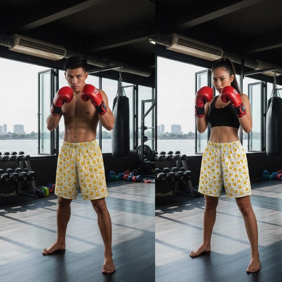 Жареное Яйцо Муай Тай Кикбоксинг Тренировочные Шорты Принт Быстросохнущие Боевые Искусства Боксерские Унисекс Мужчины Женщины Ребенок Боевой Фитнес Спорт Зал Тренировка
