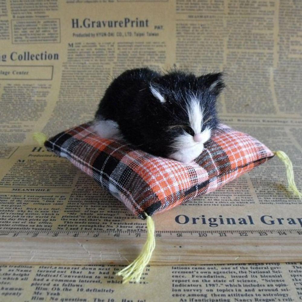 Lifelike Sleeping Cats Toy Kawaii Kitty Stuffed Cat Doll Mini Animal Figurine Kids Gift