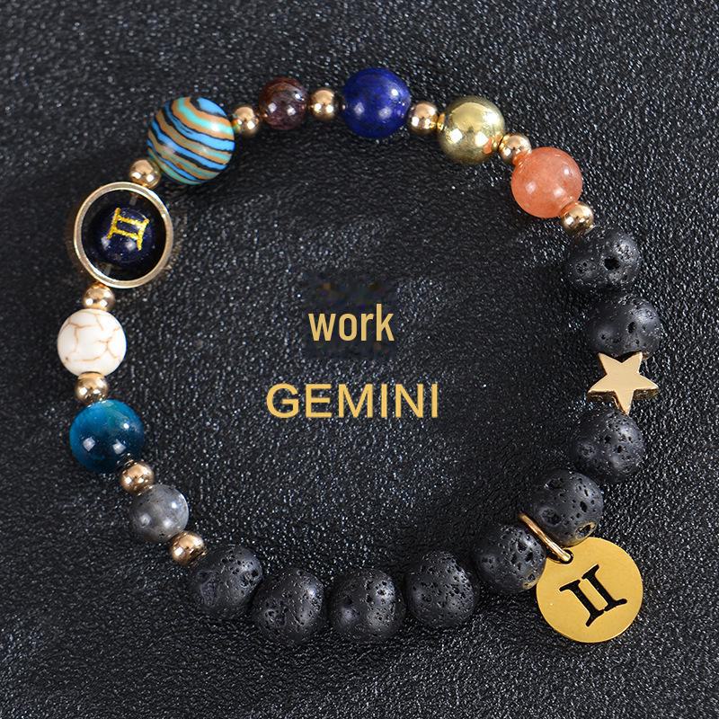 Браслет с планетами и созвездиями из матовых каменных бусин