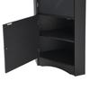 Corner Cabinet Bathroom with Two Compartments Adjustable Shelf Open Shelves Tall Triangular Shape Freestanding Storage
