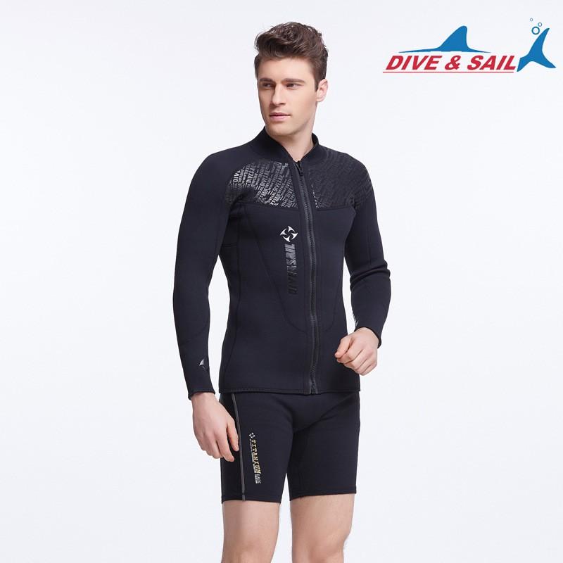 Mens 3mm Thickened SCR Neoprene Wetsuit Top With Front Zipper Diving Snorkeling Swimming