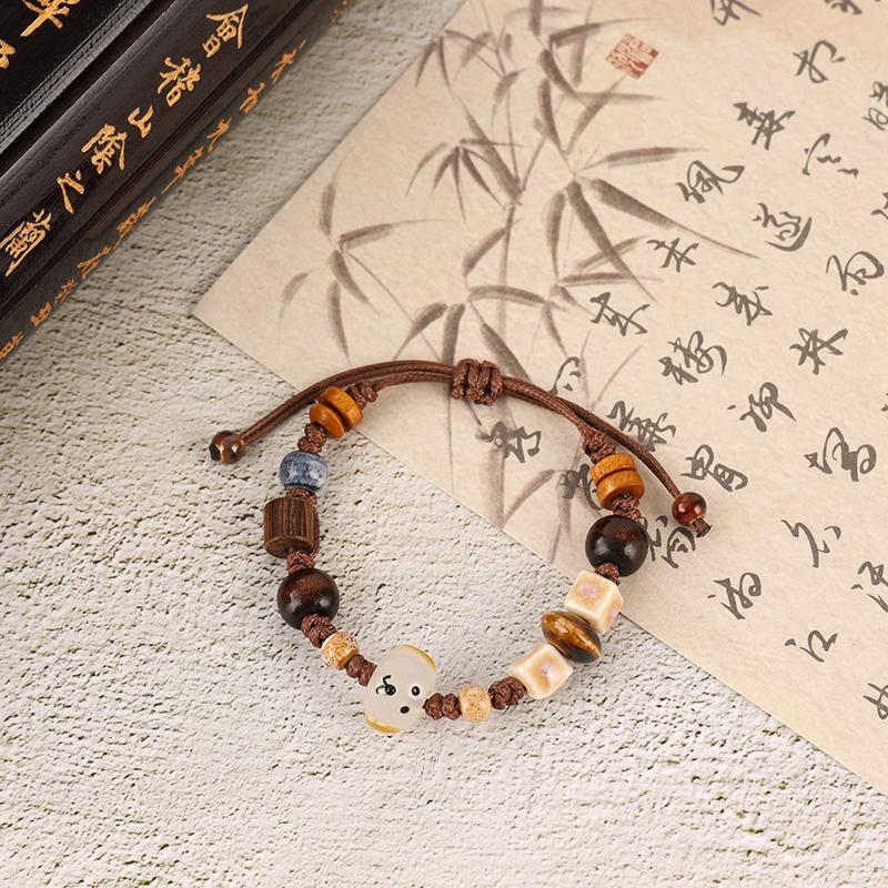 Милый мультяшный плетеный керамический браслет ручной работы для женщин и девочек, универсальный персонализированный керамический браслет с бусинами, регулируемый, подарки