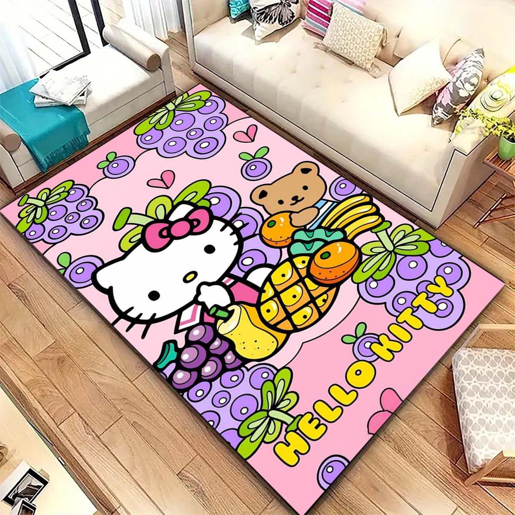 Милый ковер с принтом мультфильма Hello Kitty, нескользящий и устойчивый к пятнам, идеально подходит для декора спальни и гостиной.
