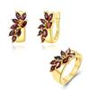 New Designs Jewelry Set with Natural Red Garnet Gemstone Ring Earring 925 Sterling Silver 18k Gold Plating Fine Jewelry for Women