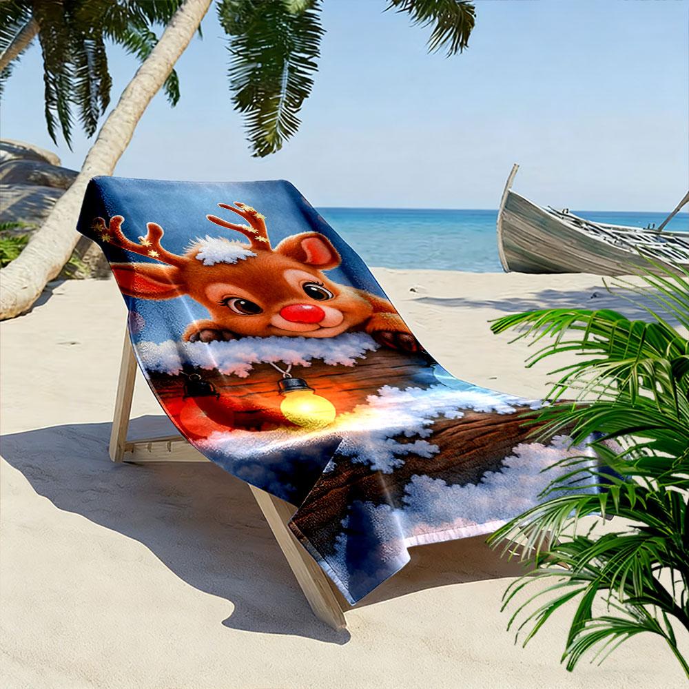 Frosty antlered wonder. Print beach towel, quick drying, suitable for travel, outdoor sports, jogging, the beach and swimming, gift
