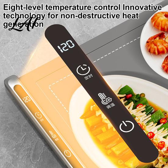 Portable Silicone Heat Mat Electric Food Warming Mat 250W Flexible Roll-up Tray with 8 Adjustable Temperature Levels And Waterproof Countertop Pad 6
