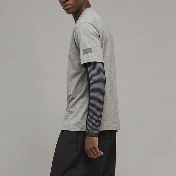 Y-3 Футболка с коротким рукавом и круглым вырезом, однотонная, с логотипом, серая, FW22 IB4786