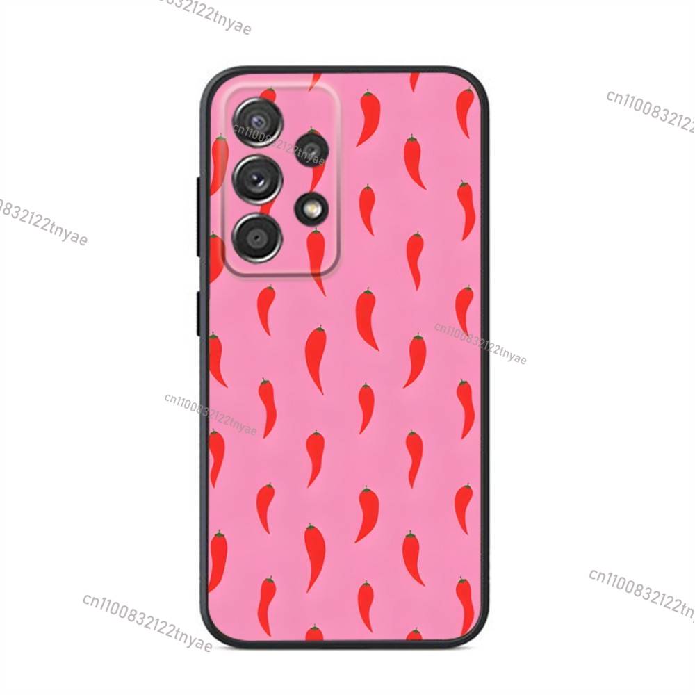 Spicy Red Chili Peppers Phone Case For Samsung S24,21,22,23,30,Ultra,20,Plus,Note,10,9,Black soft silicone case