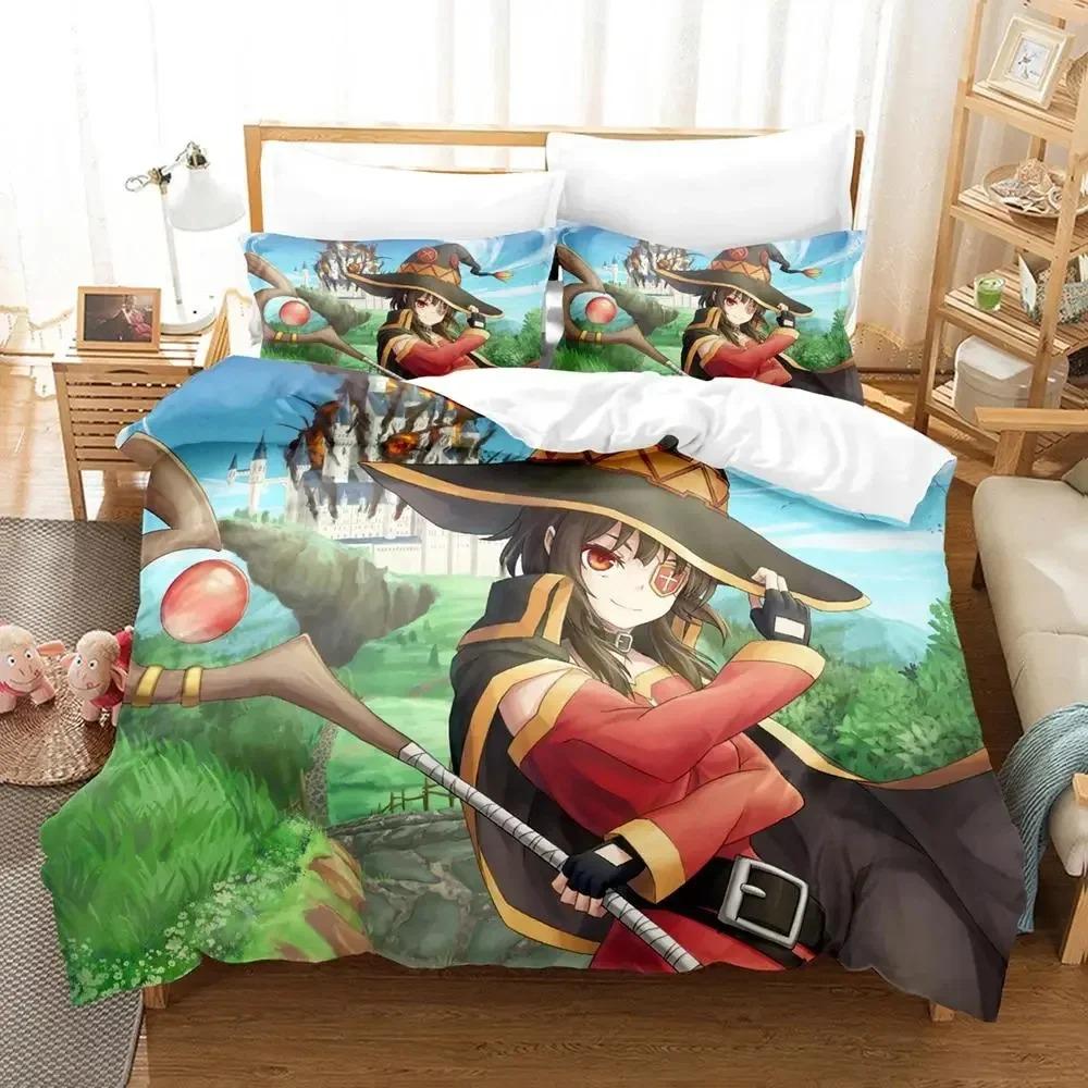 Anime KonoSuba Bedding Set Boys Girls Twin Queen Size Duvet Cover Pillowcase Bed Kids Adult Fashion Home Textile Customizable
