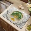 Yousheng Floral Dish Drying Mat Absorbent Kitchen Drying Mat Reusable Washable Dish Drying Pad Non-slip Dish Rack Mats for Kitchen Counter