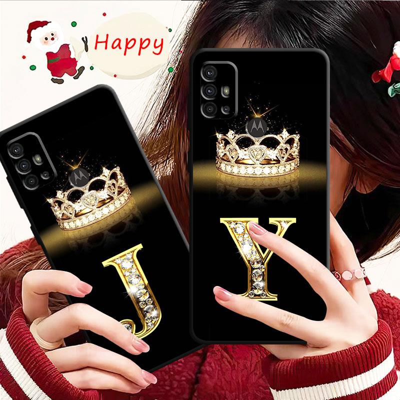 Чехол для телефона Motorola G200 G60 G50 G31 G30 G22 G9 G8 Power Lite Plus Edge 20lite 30pro One Fusion Gold Diamond Crown Letter