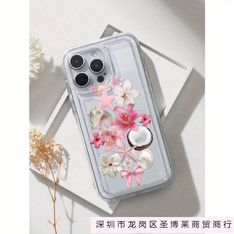 Розовый цветочный бант подходит для чехла мобильного телефона Apple 16plus iPhone16/15/14 с подушкой безопасности 12 прозрачный 11.